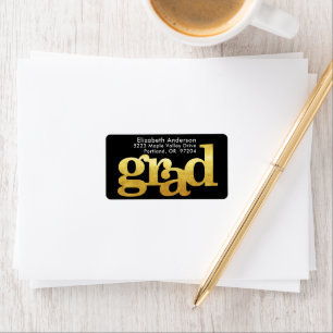 Étiquette Gold graduation moderne simple typographie adresse