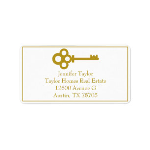 Étiquette Gold Key Real Estate Company Chic Adresse de retou