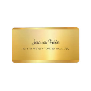 Étiquette Gold Look manuscrit Nom de script Modèle élégant