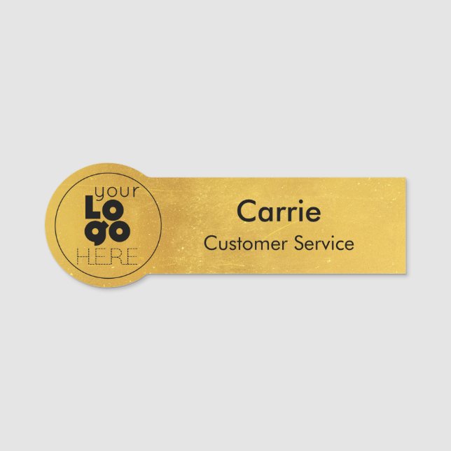 Étiquette Gold Name 14k personnalisée avec le logo (Devant)