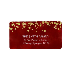 Étiquette Gold Parties scintillant Red Burgundy Winter Weddi