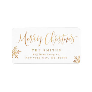 Étiquette Gold Simple Calligraphie Joyeux Noël Adresse