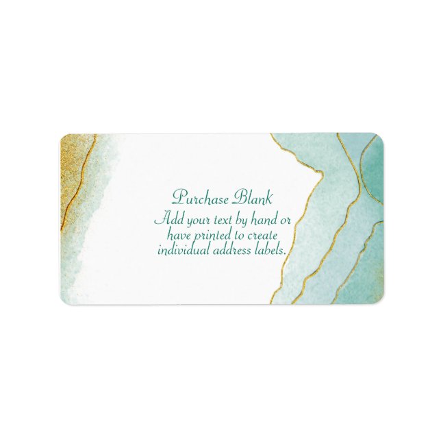 Étiquette Gold Watercolor Turquoise Adresse (Devant)