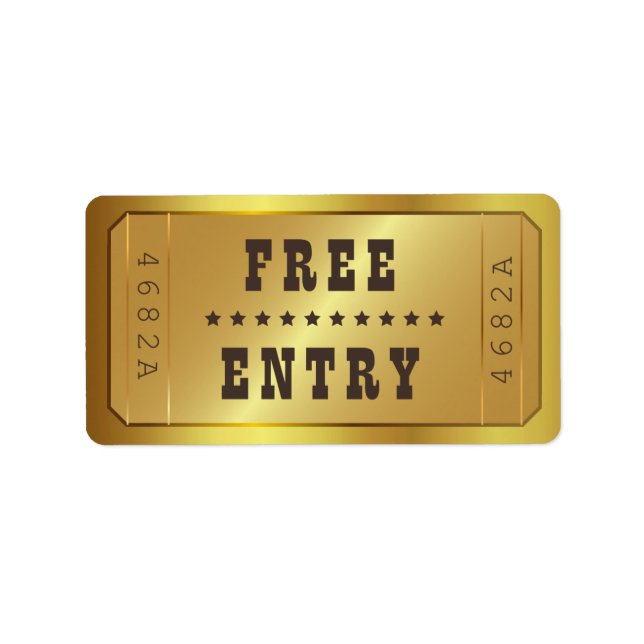 Étiquette Golden Ticket Admettre une étoile Gratuit Entrée V (Devant)