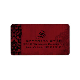 Étiquette gothique Red Black Mariage damassé