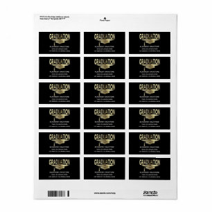 Étiquette Graduate Faux Gold Graduation Noir Classique