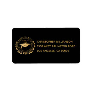 Étiquette Graduation Elegant Gold Red Classe d'Emblem