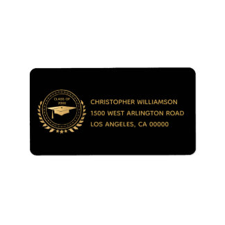 Étiquette Graduation Elegant Gold Red Classe d'Emblem