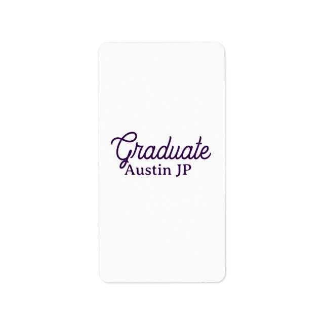 Étiquette Graduation name purple simple minimal stylish call (Devant)