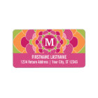 Grand design de fleurs colorées avec Monogramme