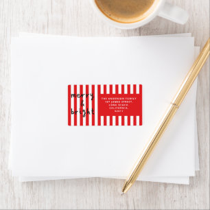 Étiquette Graphique moderne minima Noël rouge et blanc