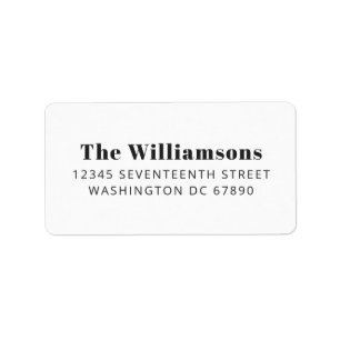 Étiquette Gras Blanc Moderne Typographie Adresse de retour p