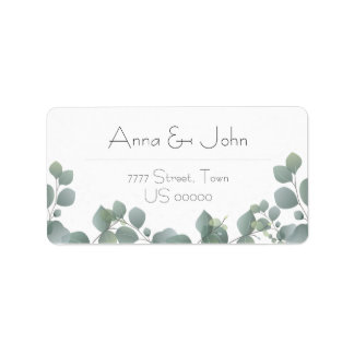 Étiquette Green Eucalyptus Modern Floral Adresse