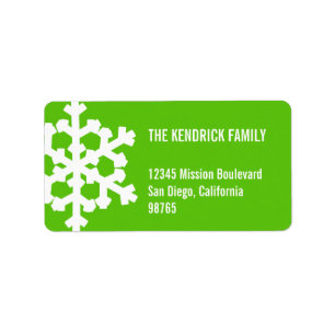 Étiquette Green white snow flake moderne chic adresse de ret