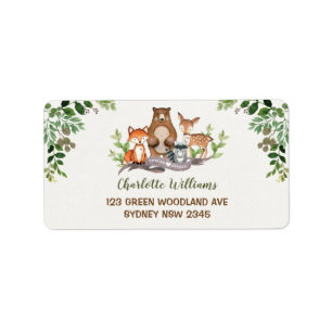Étiquette Green Woodland Baby Animaux Forest Return Adresse