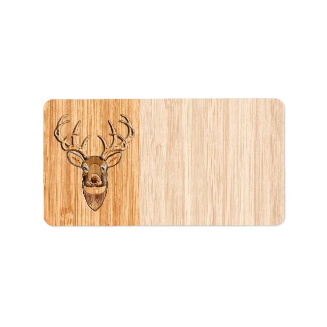 Étiquette Grotte blanche Cerf de bois Grain style graphique (Devant)