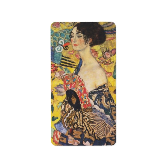 Étiquette Gustav Klimt Lady With Fan Art Nouveau Painting (Devant)
