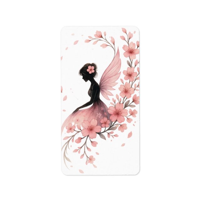 Étiquette Hada Rosa con Flores de Sakura (Devant)