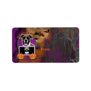 Étiquette Halloween - juste un Lil éffrayant - boxeur -