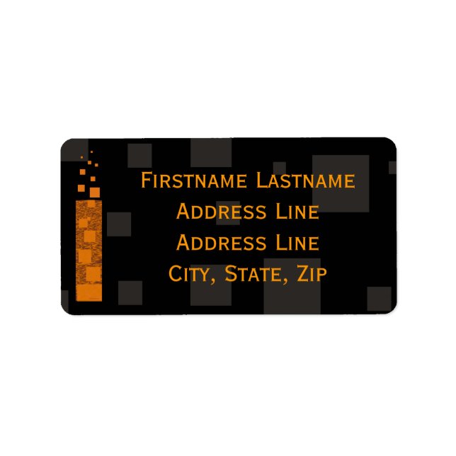 Étiquette Halloween Orange Black Grey Carrés Feu Torche Art (Devant)