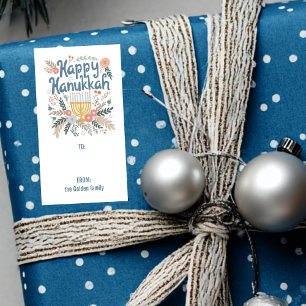 Étiquette Hanoukka FLorals dessiné à la main à partir de cad