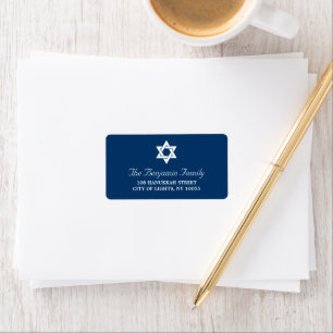 Étiquette Hanoukka Simple Star Of David Blue Holiday Adresse
