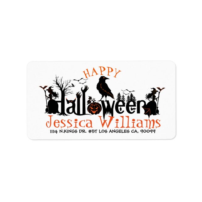 Étiquette Happy Halloween Concept Éffrayant Design (Devant)