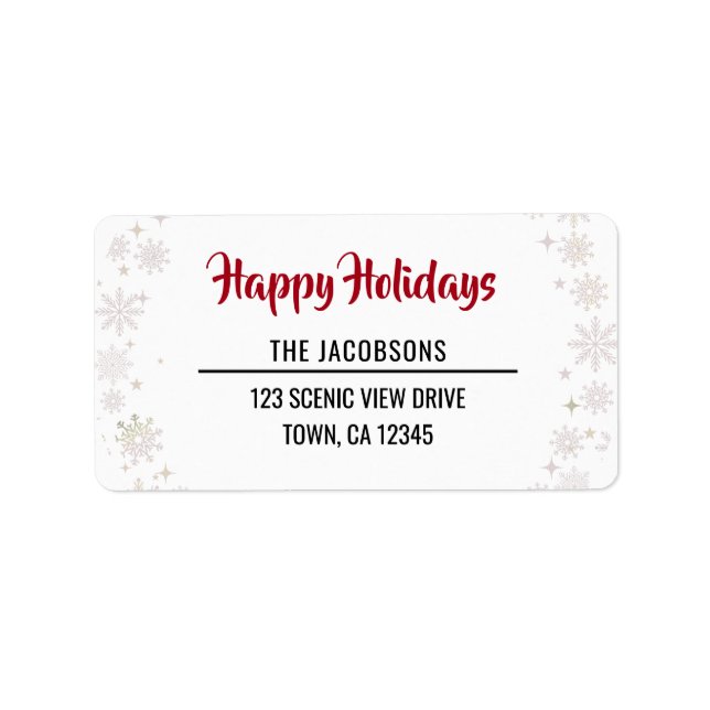 Étiquette Happy Holidays Modern Chic Typography Snowflakes (Devant)