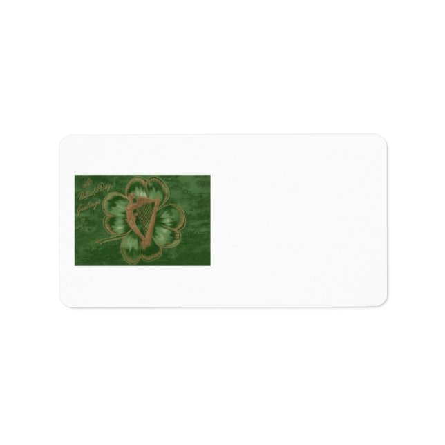 Étiquette Harpe d'Erin Four Leaf Clover Green (Devant)