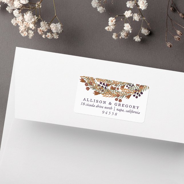 Étiquette Harver Berry Wreath Adresse de retour (Créateur téléchargé)
