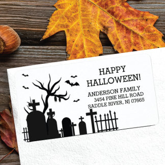 Étiquette Hauned Graveyard Happy Halloween Adresse de retour