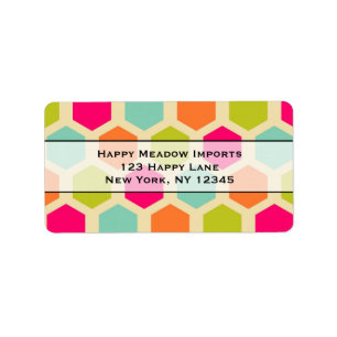 Étiquette Hexagon Shapes in Vintage Colors Pattern