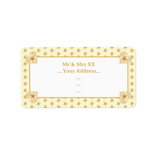 Étiquette Hibiscus & dentelle JAUNE (Devant)