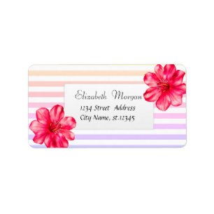 Étiquette Hibiscus Hawaïen Rayures Ombrées