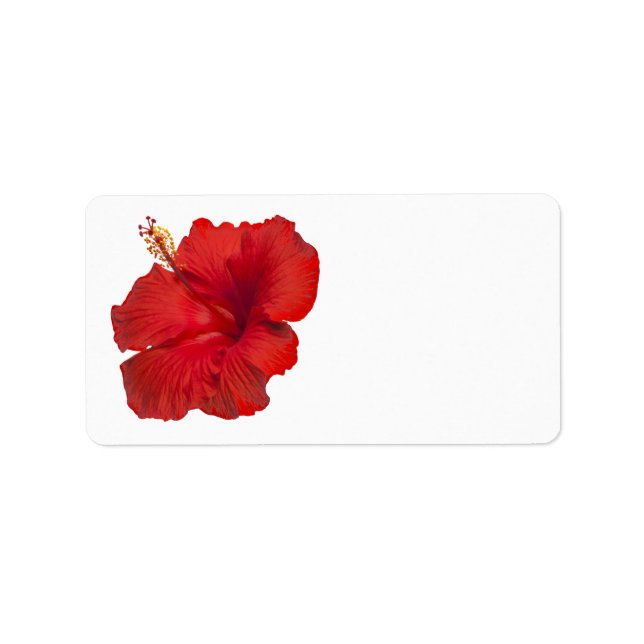 Étiquette Hibiscus rouge sur blanc - Modèle Customisé (Devant)