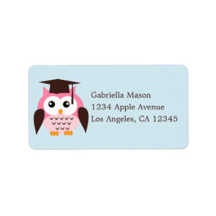 Étiquette Hibou rose mignon