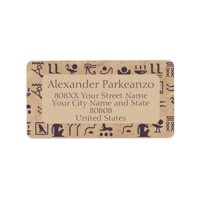 Étiquette Hiéroglyphes égyptiens anciens Art sur parchemin (Devant)