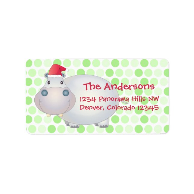 Étiquette Hippo Hippopotame Noël Noël Noël Noël Noël Noël No (Devant)
