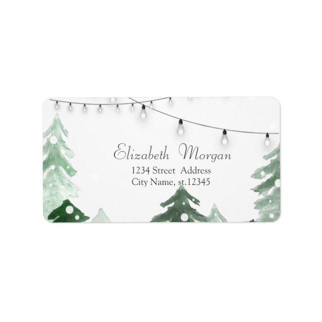 Étiquette Hiver Wonderland Forêt Lumières (Devant)