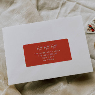 Étiquette Ho Ho Ho   Fun Script Red Christmas Adresse de ret