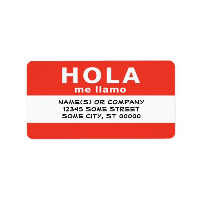 Étiquette hola me llamo (Devant)