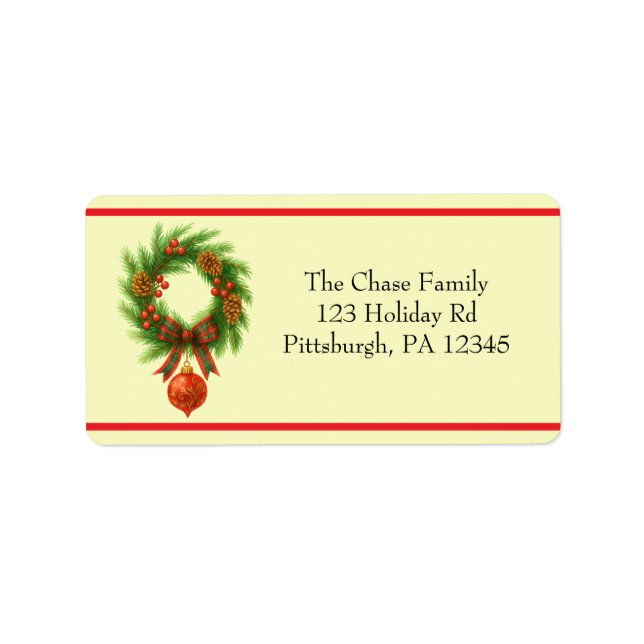 Étiquette Holiday Wreath shipping (Devant)