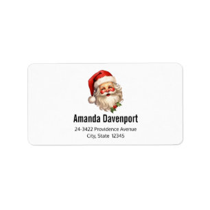 Étiquette Holly Jolly Santa Claus Adresse de Noël rétro