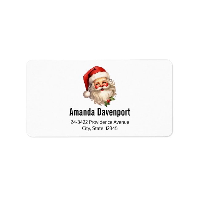 Étiquette Holly Jolly Santa Claus Adresse de Noël rétro (Devant)