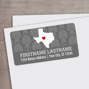Étiquette Home State Map Art - Mariage personnalisé Texas