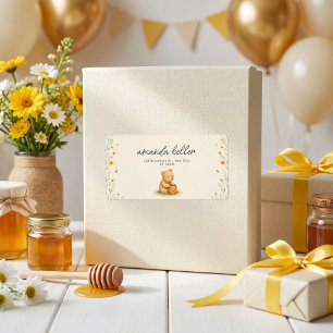 Étiquette Honey Bear Floral Baby Anniversaire