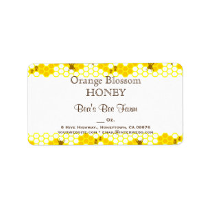 Étiquette Honey Bee Honeycomb 1.25" x 2.375" Editable Label