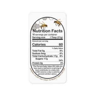 Étiquette Honey Nutrition Facts Bee Honeycomb Avertissement 