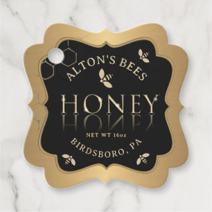 Étiquette Honeycomb d'abeilles d'or fantaisie sur 