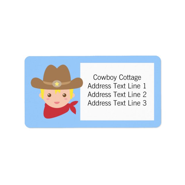 Étiquette Howdy, mignon cowboy pour petits garçons (Devant)